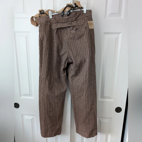Wah Maker Men's Size 36 Canvas Duckin Frontier Western Vintage Pants suspenders